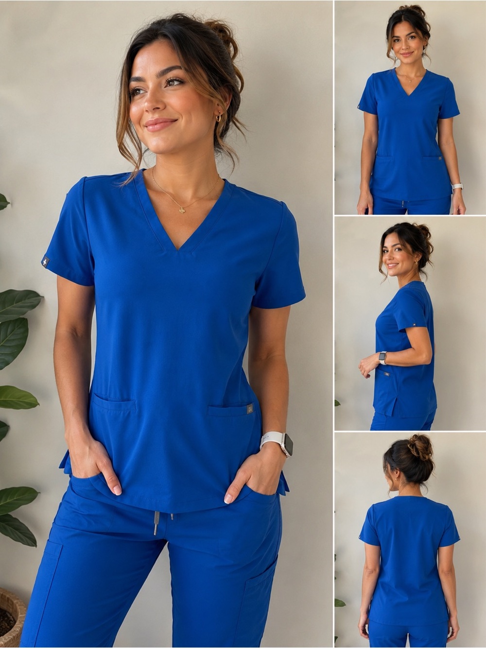 FIGS Technical Collection Royal Blue Scrub Top – Size Small